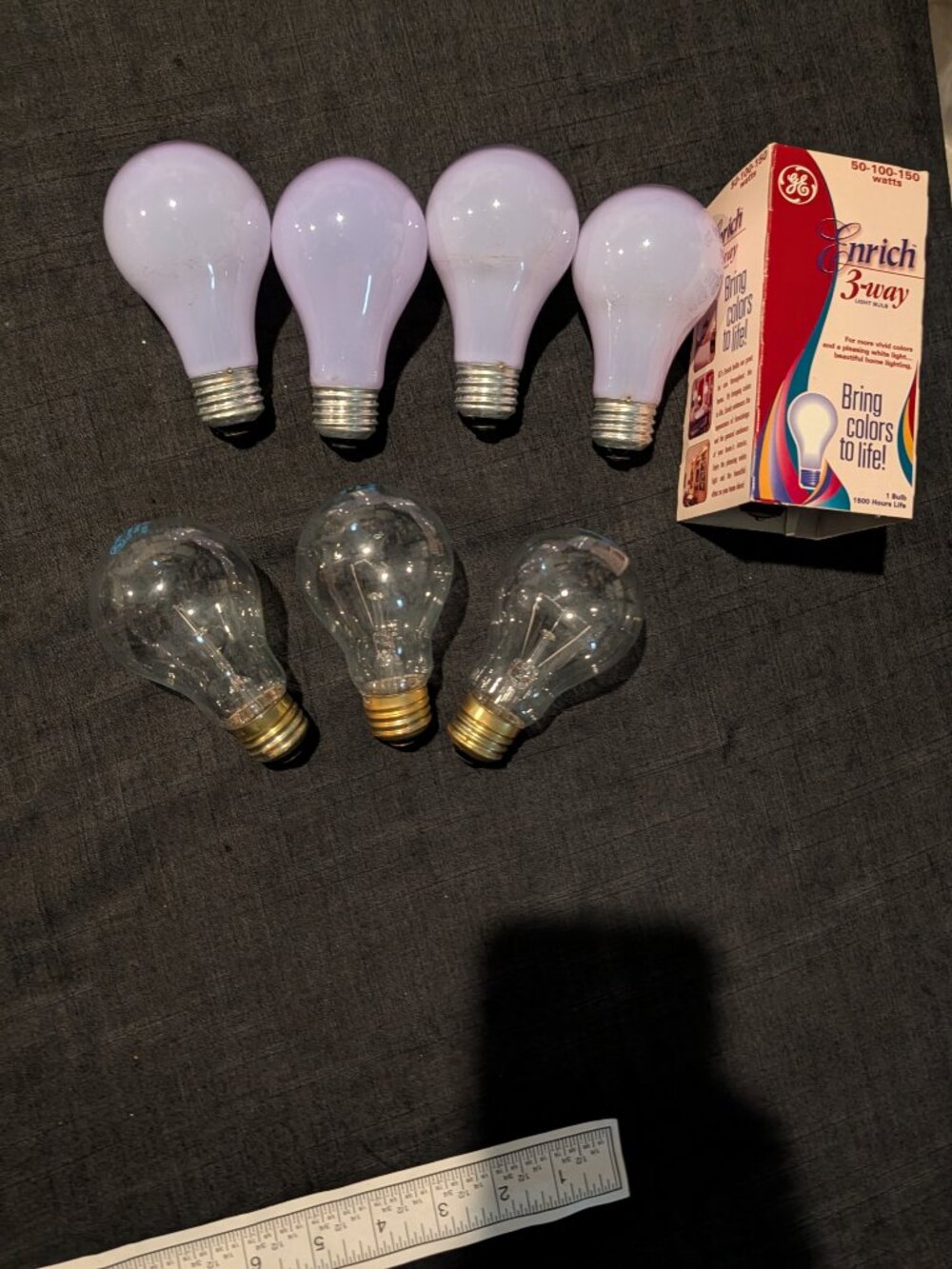 Assorted GE Reveal Enrich & Westinghouse 60W 3-Way Incandescent Bulbs 7-Pack Lot